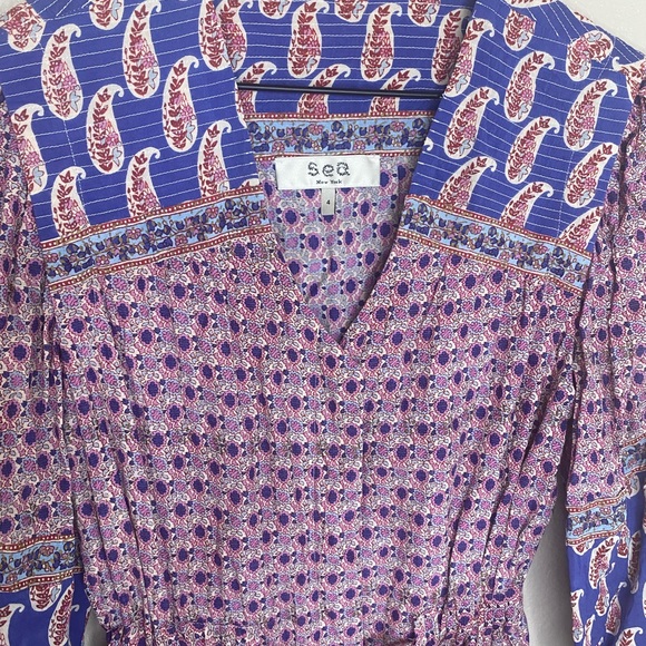 Sea NY Bianca Floral Paisley Boho Jumpsuit / Blue Pink / Size 4 / Sea New York - Picture 4 of 11